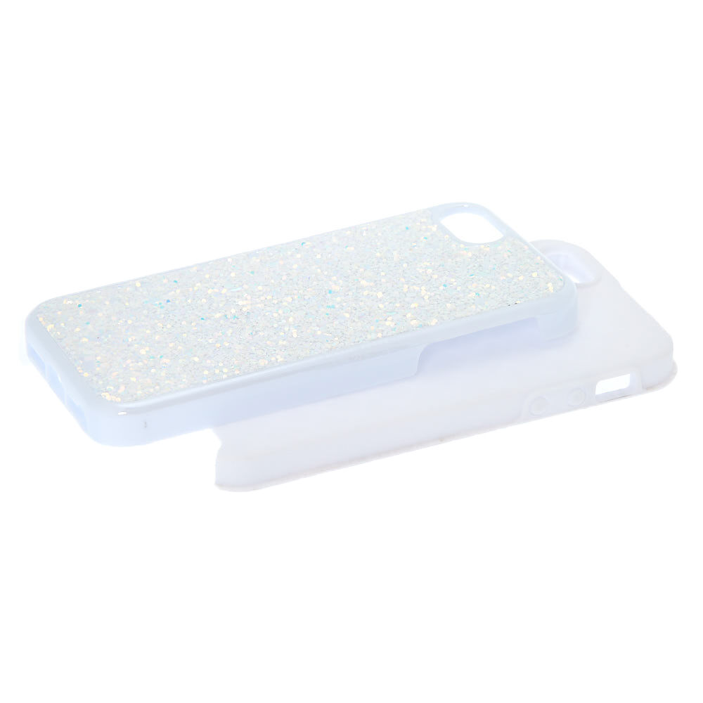White Crushed Glitter Protective Phone Case - Fits iPhone 5/5S,