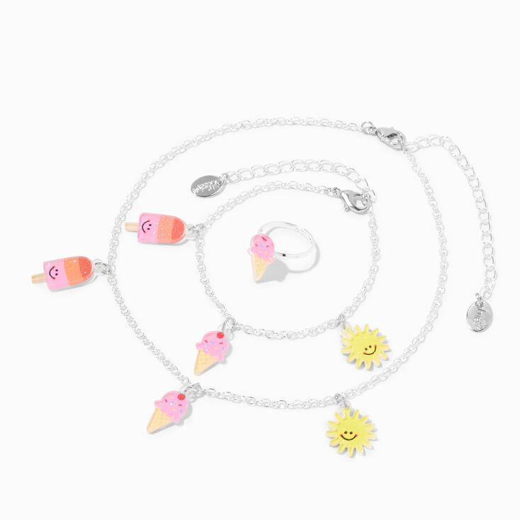 Claire&#39;s Club Silver Summer Popsicle Jewelry Set - 3 Pack,