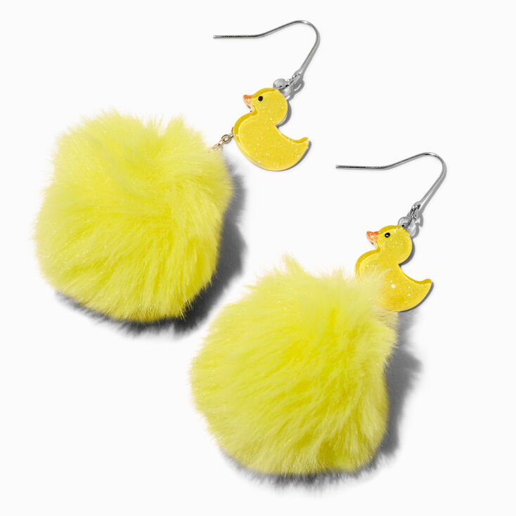 Rubber Ducky Pom Pom Drop Earrings,