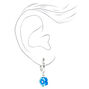 Silver Flower Hinge Drop Earrings - Blue,