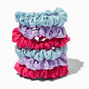 Blue, Lilac, &amp; Hot Pink Skinny Silky Hair Scrunchies - 6 Pack,