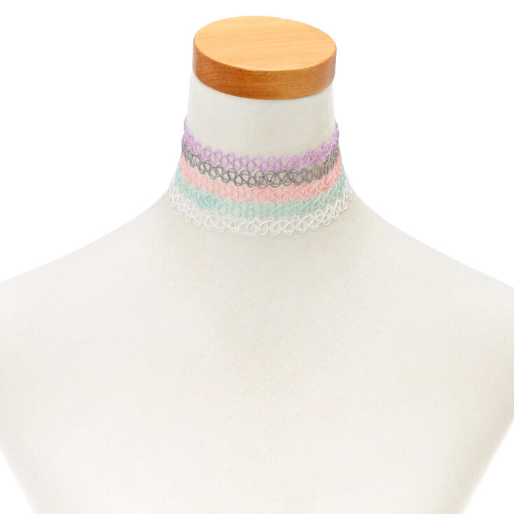 Pastel Tattoo Choker Necklaces - 5 Pack,