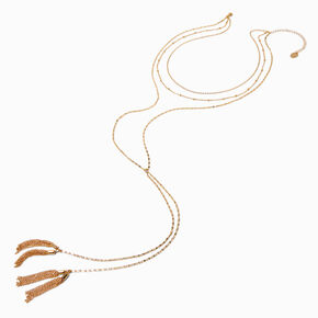 Gold Tassel Bolo Multi-Strand Necklace,
