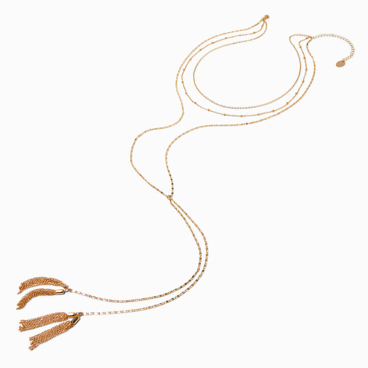 Gold Tassel Bolo Multi-Strand Necklace,