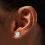 Silver-tone Cubic Zirconia Halo Square Pendant Necklace &amp; Stud Earrings Set - 2 Pack,