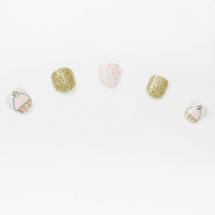 Claire&#39;s Club Birthday Cupcake Vegan Press On Faux Nail Set - 10 Pack,