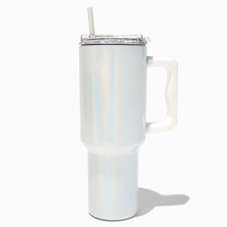 White Holographic Stainless Steel Handled Tumbler,