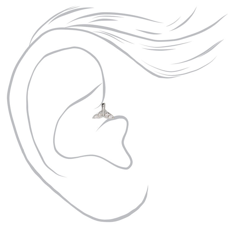 Silver 16G Whale Tail Tragus Stud Earring,