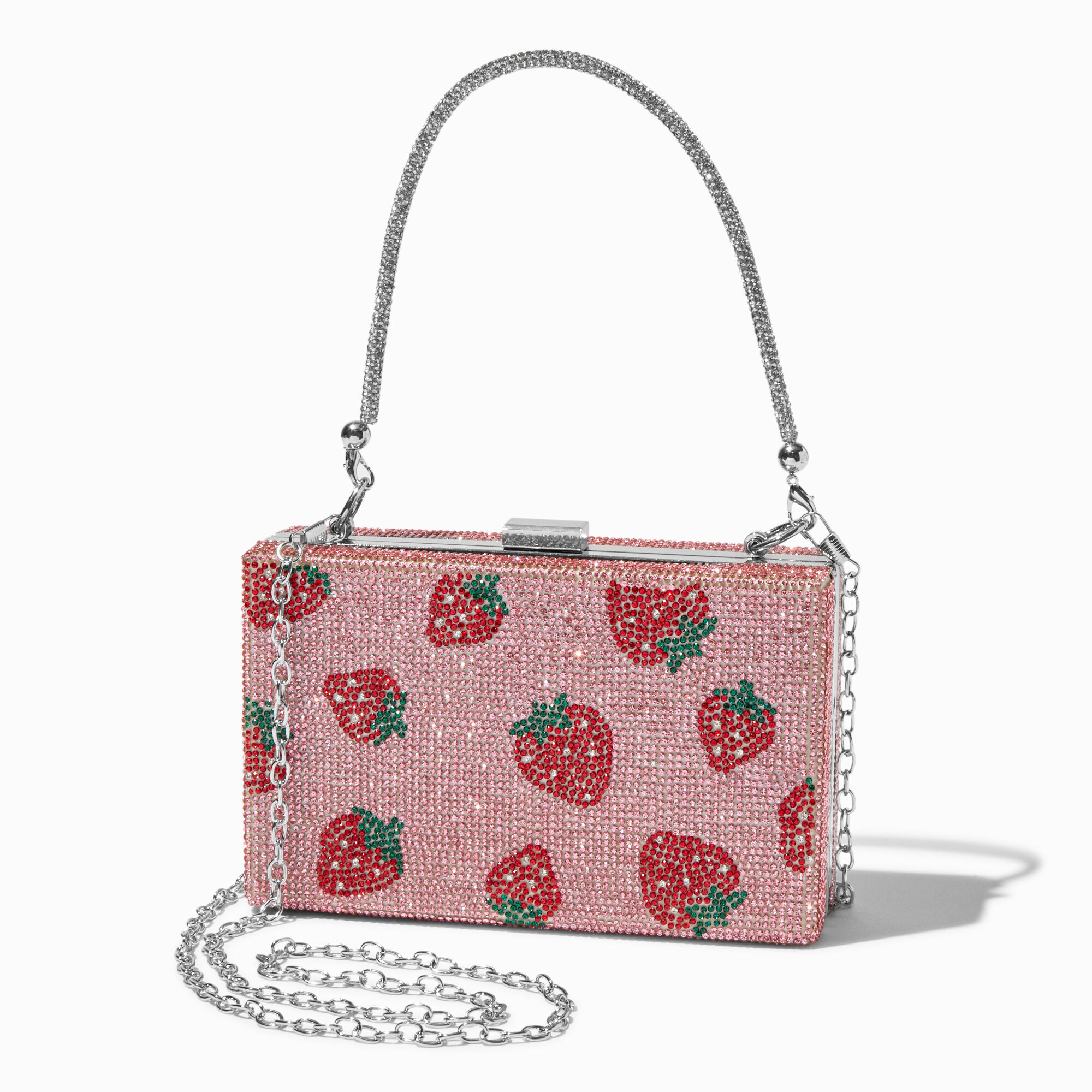 View Claires Strawberry Bling Crossbody Bag Pink information