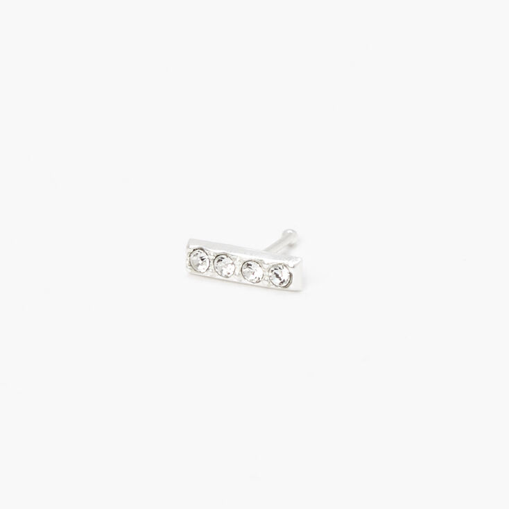 Sterling Silver 22G Embellished Bar Nose Stud,