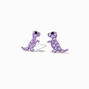Sterling Silver Purple Dinosaur Stud Earrings,