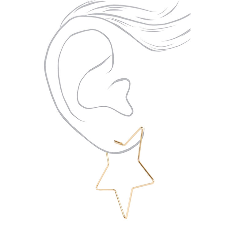 Gold 60MM Star Hoop Earrings,