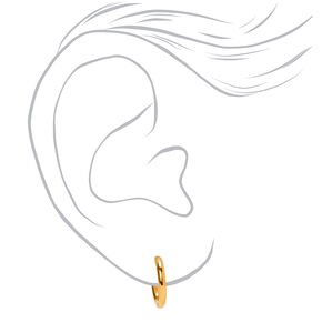 Gold Titanium 10MM Tube Hoop Earrings,