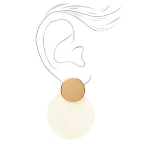 Gold 2&quot; Shell Disc Drop Earrings,