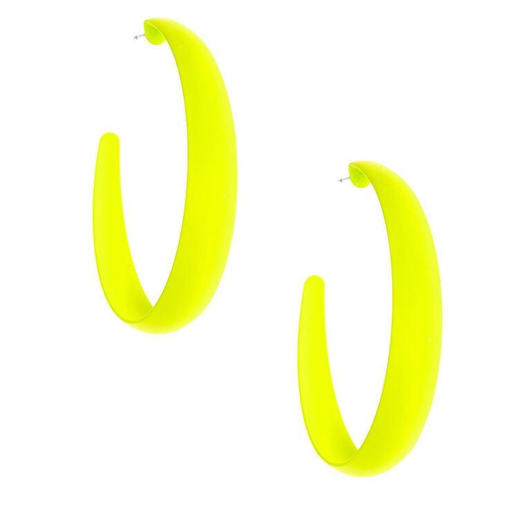 Claire's Créoles en silicone 60 mm - Jaune fluo