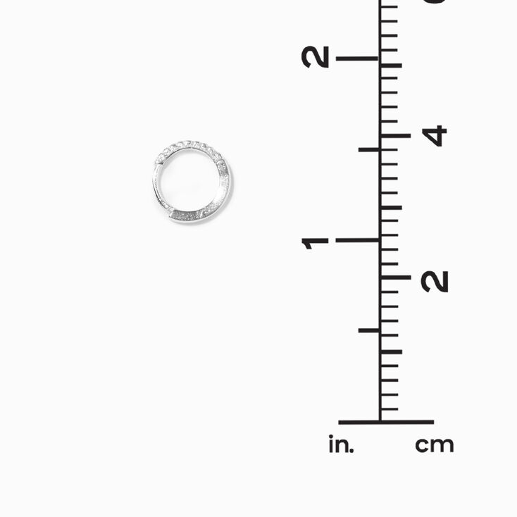 Sterling Silver One 8MM Cubic Zirconia Pav&eacute; Hoop Earring,