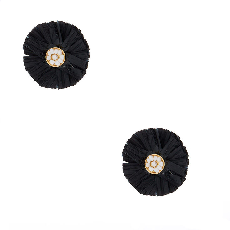 Raffia Stud Earrings Black Claire S