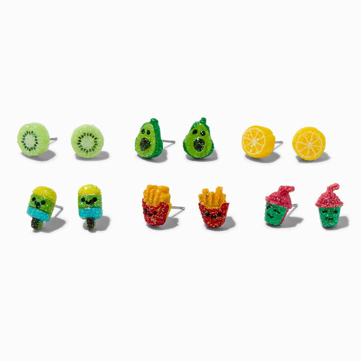 Clous d&#39;oreilles fast food paillet&eacute;s - Lot de 6,