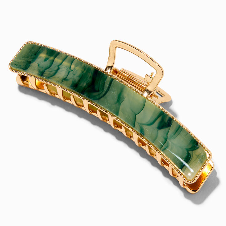 Green Marble Jade Metal Hair Claw,