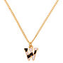 Gold Striped Initial Pendant Necklace - W,