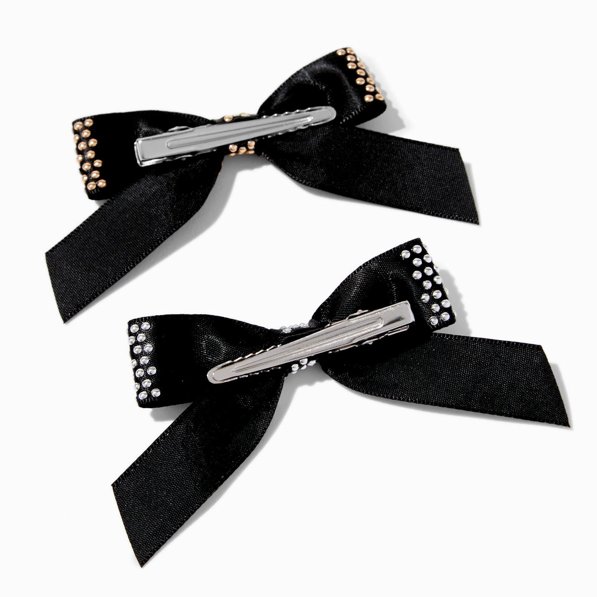 Barrette à nœud à incrustations couleur argentée et couleur dorée - Lot de 2,