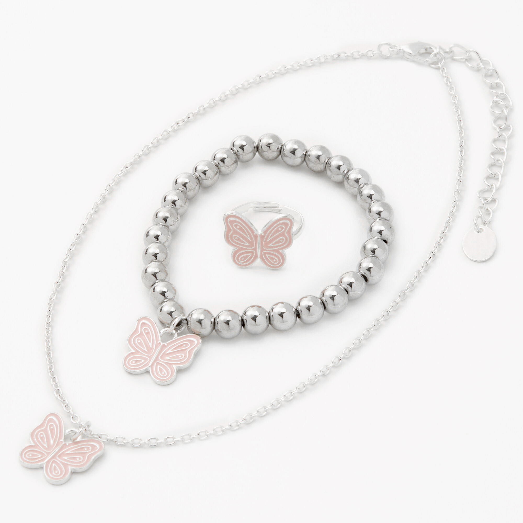 Claire s Club Silver Butterfly Jewelry Set 3 Pack Claire s US