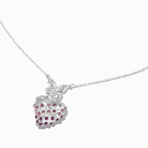 Silver-tone Pav&eacute; Heart &amp; Butterfly Pendant Necklace,