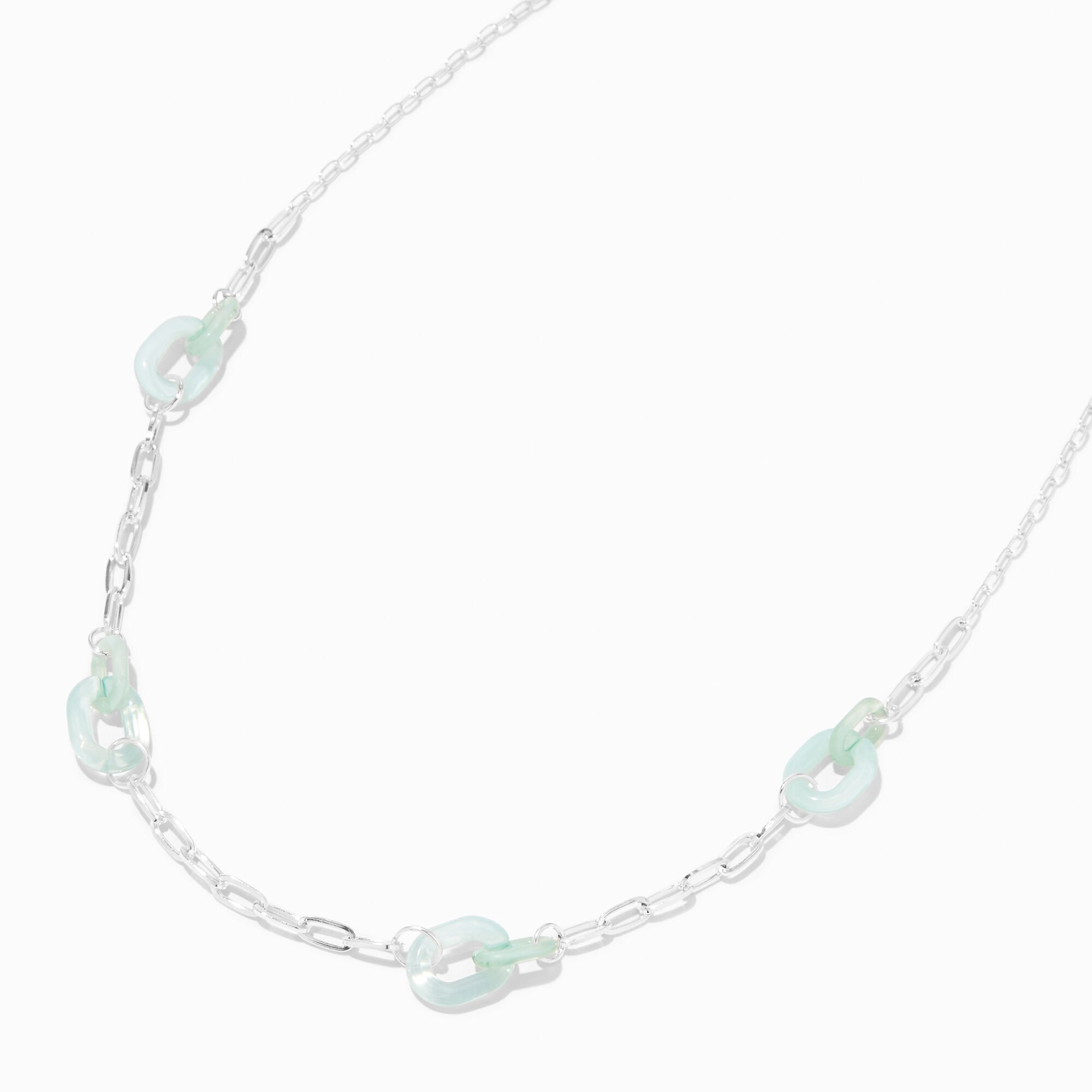 View Claires Mint Chunky Link Chain Necklace Green information