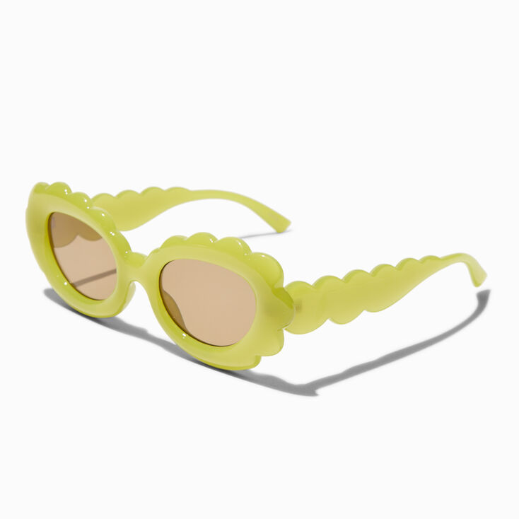 Green Puffy Wavy Sunglasses,