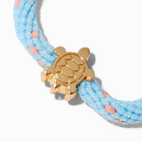 Gold-tone Turtle Light Blue Woven Bracelet ,