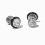 Black Crystal Button Faux Ear Plug Earrings,