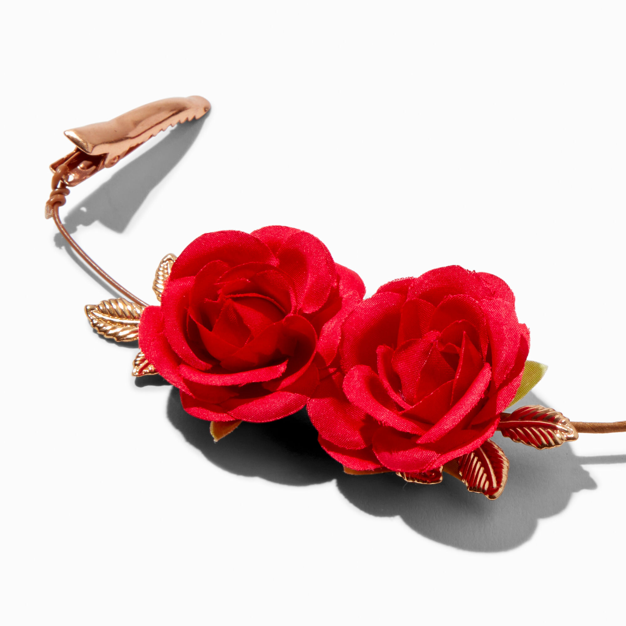Red Rose & Gold Leaf Hair Swag