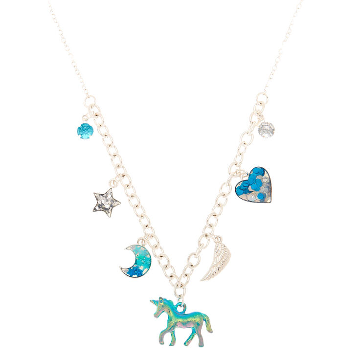 Claire's Collier tendance licorne cosmique bleue
