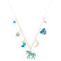 Collier tendance licorne cosmique bleue,