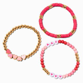 Pink Ombr&eacute; Heart Stretch Bracelets - 3 Pack,