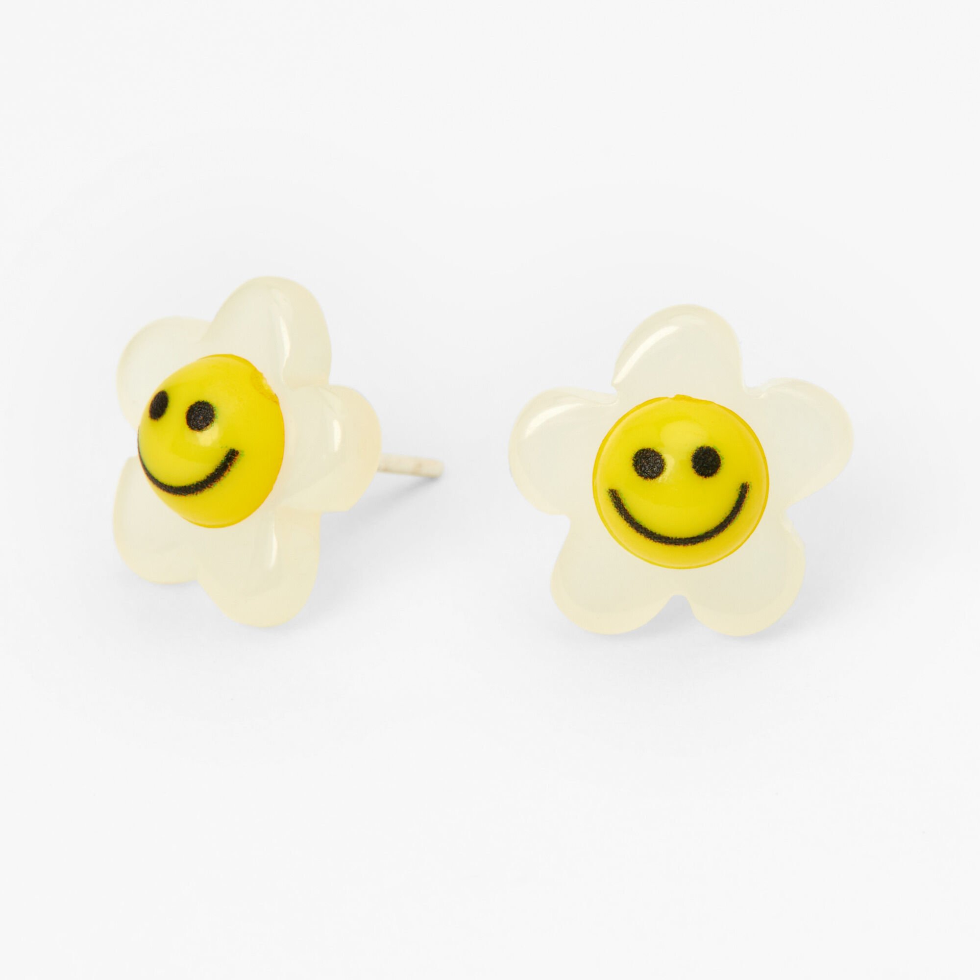 Sterling Silver Daisy Happy Face Stud Earrings Claire s US