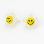 Sterling Silver Daisy Happy Face Stud Earrings,