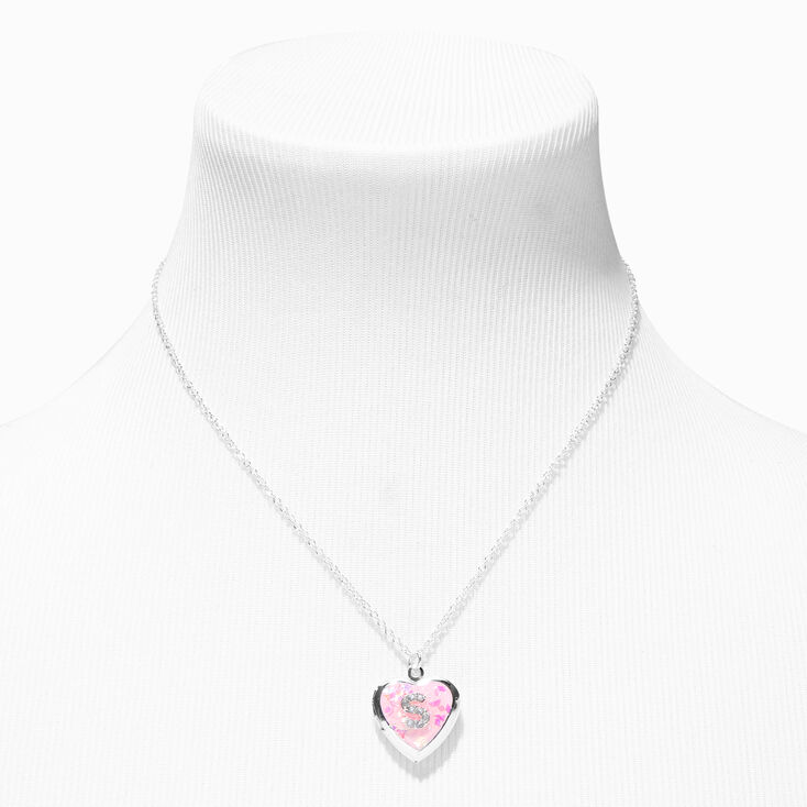 Pink Embellished Initial Glitter Heart Locket Necklace (S) | Claire's US