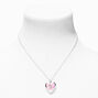 Pink Embellished Initial Glitter Heart Locket Necklace - S,