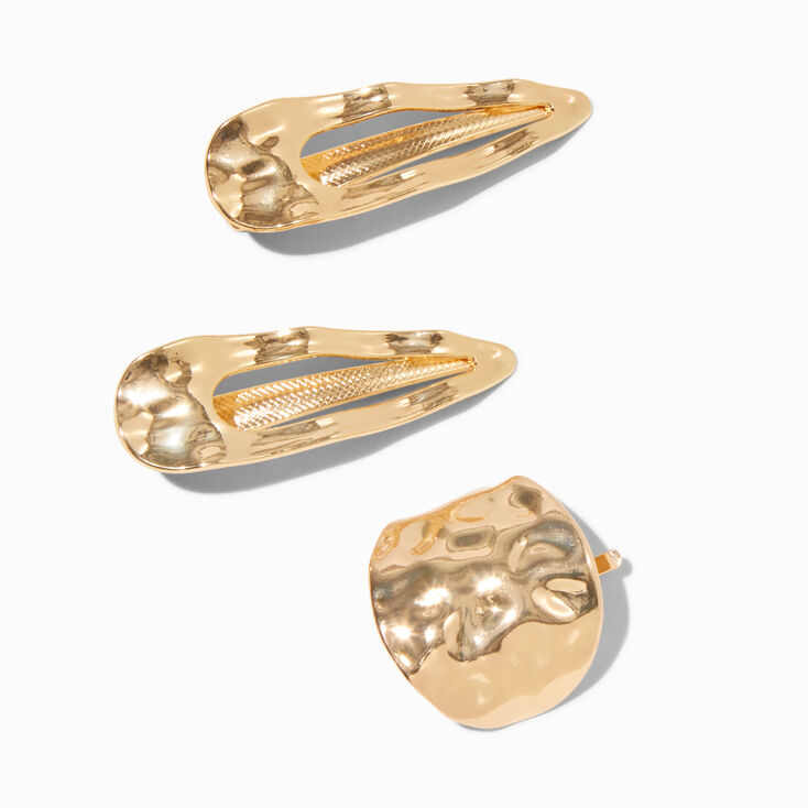 Gold-tone Hammered Hair Cuff Clips - 3 Pack,