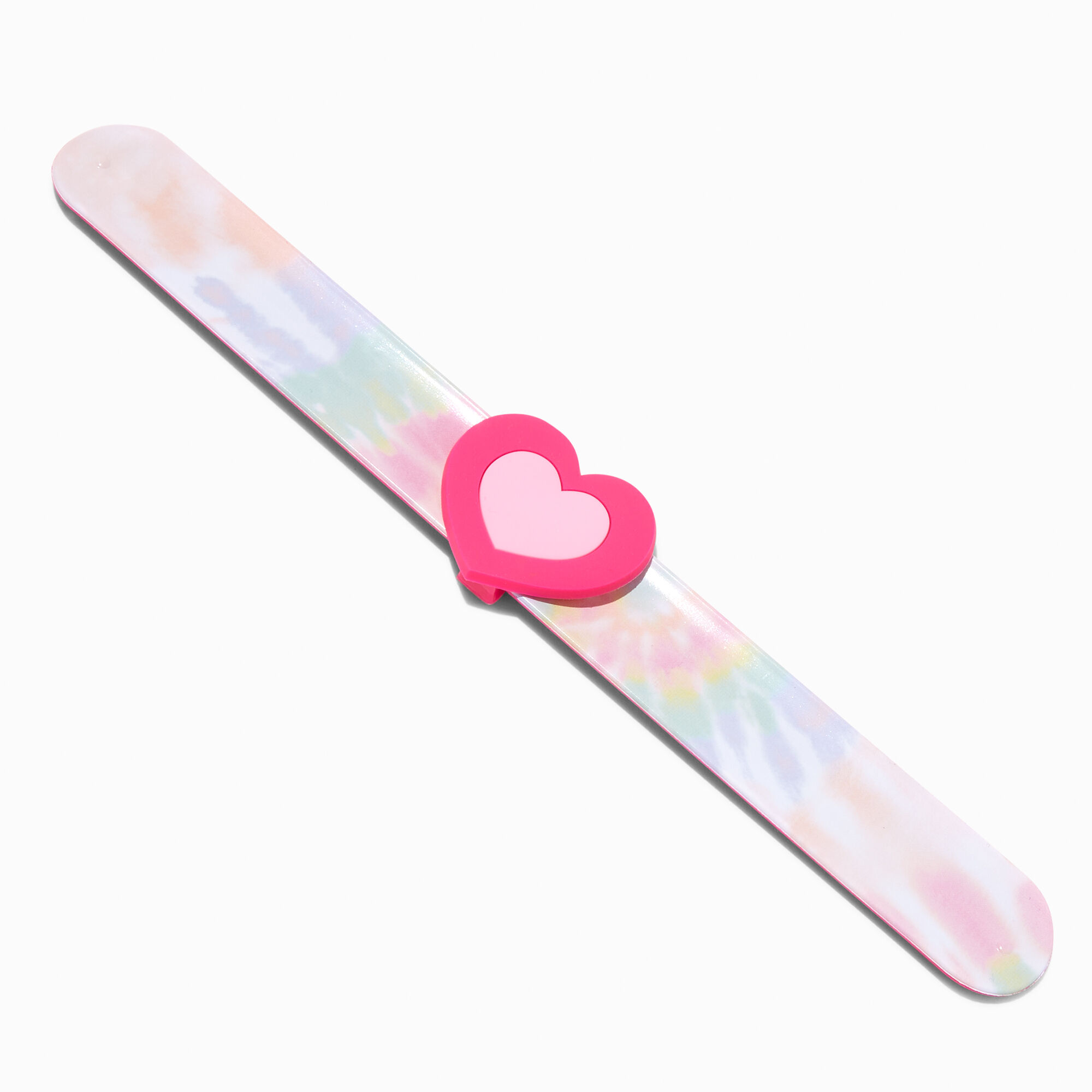 View Claires Heart Tie Dyed Slap Bracelet Pink information