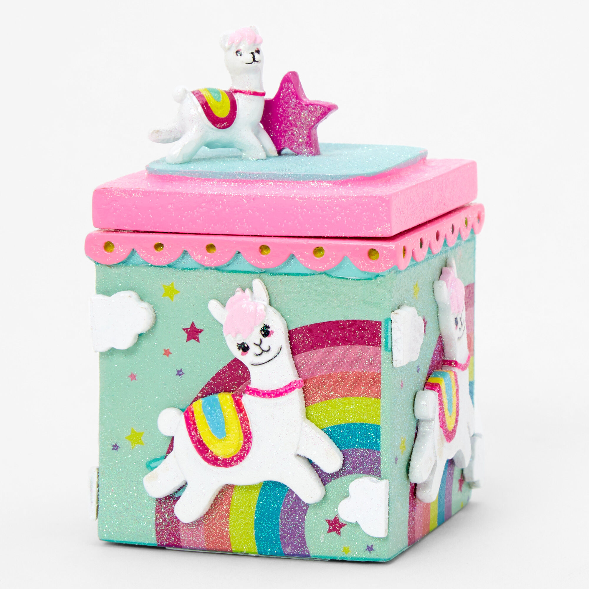 Glitter Llama Trinket Keepsake Box,