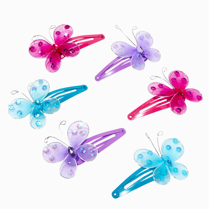 Claire&#39;s Club Crystal Accent Butterfly Hair Clips - 6 Pack,