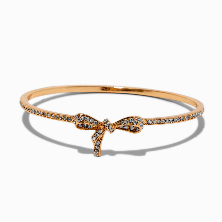 Bracelet fin bangle n&oelig;ud zircon cubique couleur dor&eacute;e,