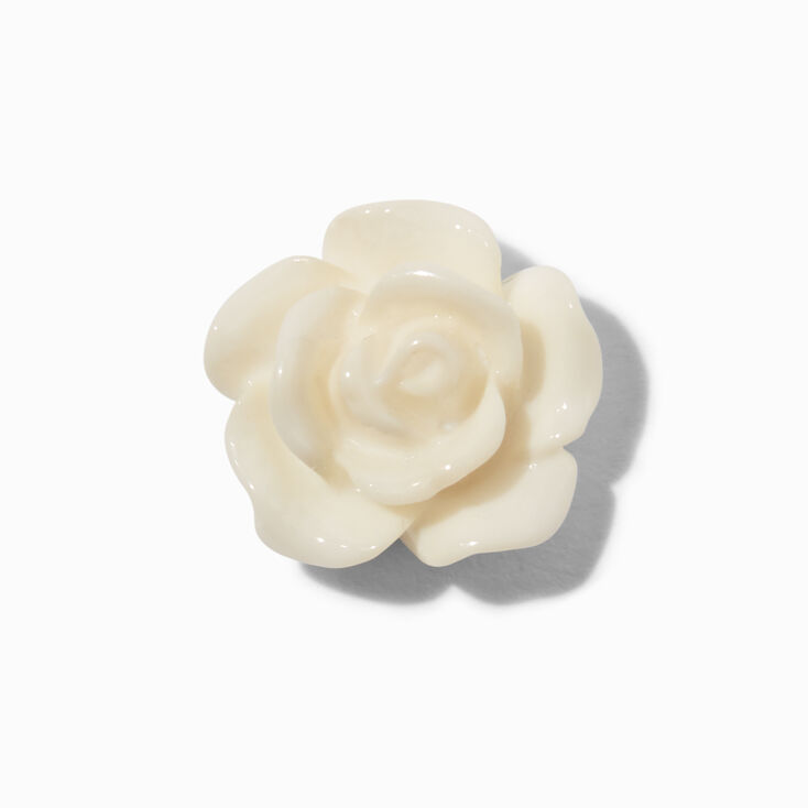 Carved Rose Stud Earrings - Ivory,