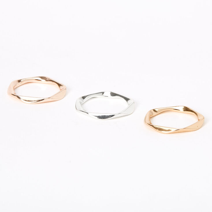 Mixed Metal Twisted Rings - 3 Pack,