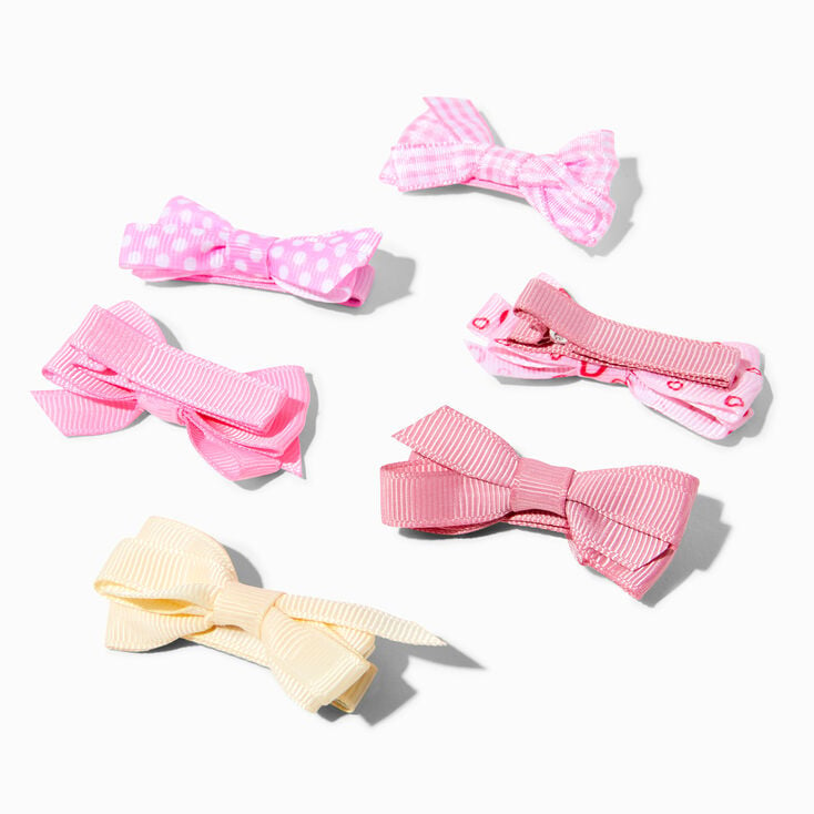 Claire&#39;s Club Pink Heart Hair Bow Clips - 6 Pack,