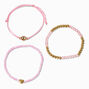 Bracelets en perles de rocaille c&oelig;ur et signe de la paix - Lot de 3,