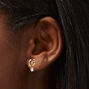 Gold-tone Flower Cubic Zirconia Charm Stud Earrings,