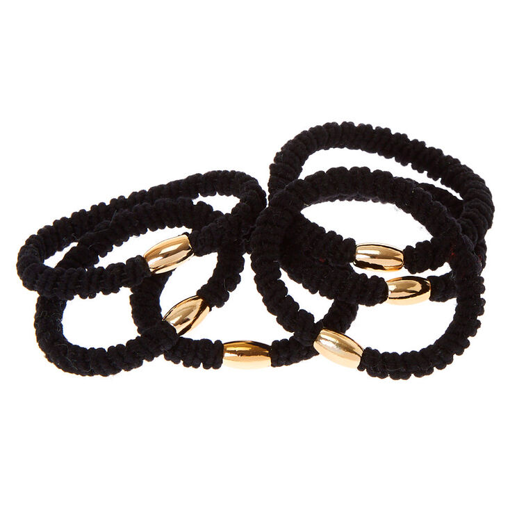&Eacute;lastiques &agrave; cheveux c&ocirc;tel&eacute;s - Noir, lot de 6,